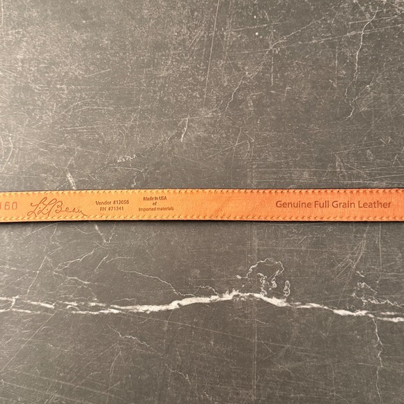 Women L.L. Bean Leather Belt 30 Blue Pebbled Full Grain Brass Buckle-Excellent - Picture 5 of 7